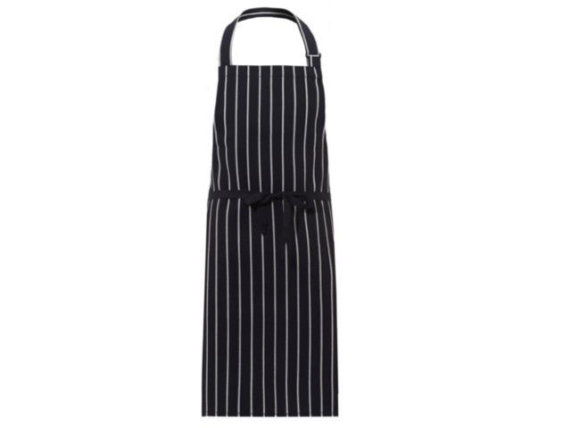 Long Butchers Stripe Bib Apron Navy White